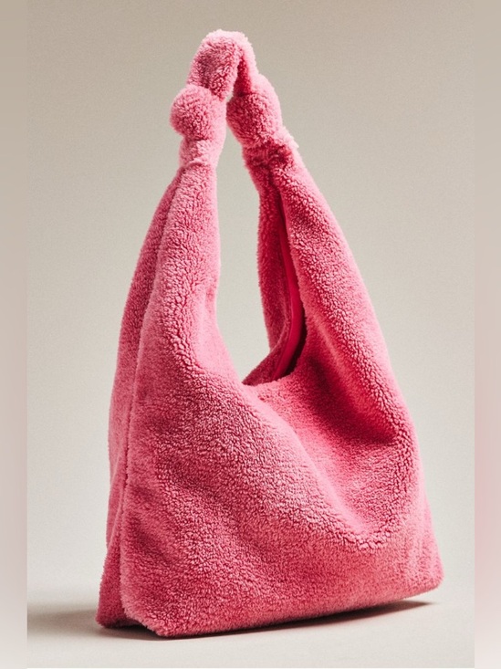 Anthropologie Handbags - Anthropologie Pink Plush Teddy Shoulder Bag